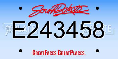 E243458 South Dakota License Plate
