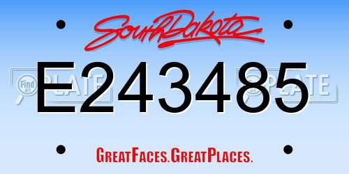 E243485 South Dakota License Plate