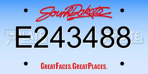 E243488 South Dakota License Plate