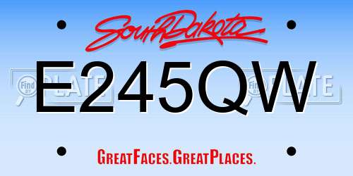 E245QW South Dakota License Plate