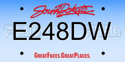 E248DW South Dakota License Plate