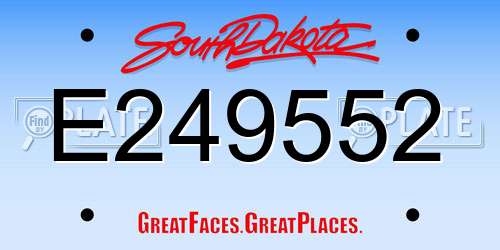E249552 South Dakota License Plate