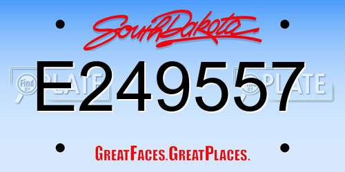 E249557 South Dakota License Plate