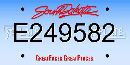 E249582 South Dakota License Plate