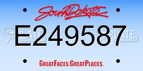 E249587 South Dakota License Plate