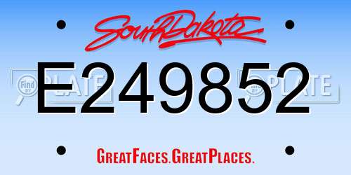 E249852 South Dakota License Plate
