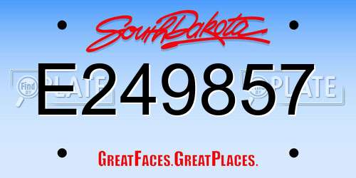 E249857 South Dakota License Plate