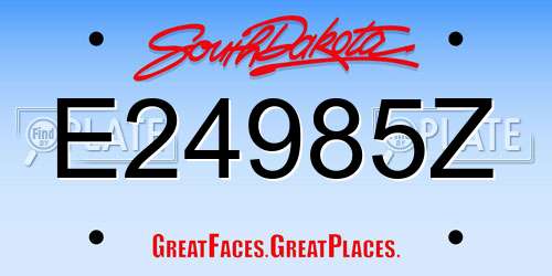 E24985Z South Dakota License Plate
