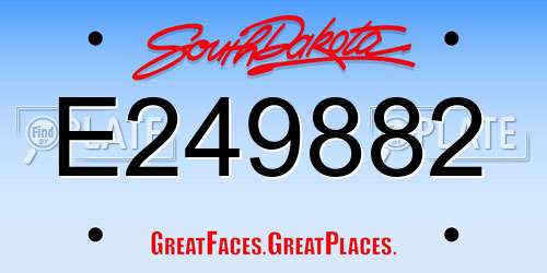 E249882 South Dakota License Plate