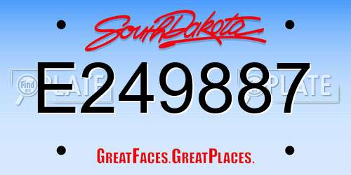 E249887 South Dakota License Plate