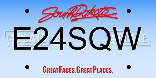 E24SQW South Dakota License Plate