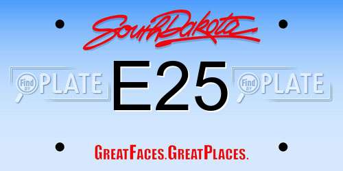 E25 South Dakota License Plate