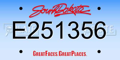 E251356 South Dakota License Plate