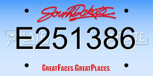 E251386 South Dakota License Plate