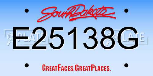 E25138G South Dakota License Plate