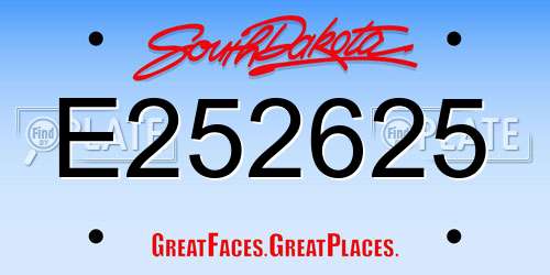 E252625 South Dakota License Plate