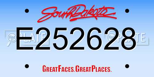 E252628 South Dakota License Plate
