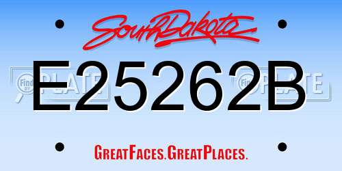 E25262B South Dakota License Plate