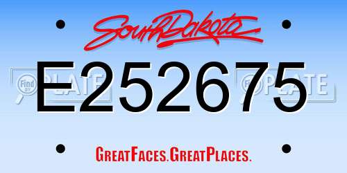 E252675 South Dakota License Plate