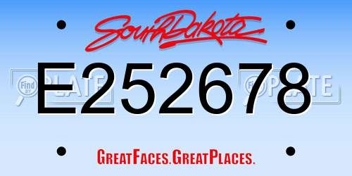 E252678 South Dakota License Plate