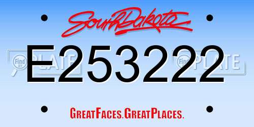 E253222 South Dakota License Plate