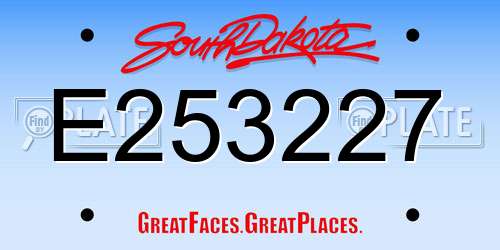 E253227 South Dakota License Plate