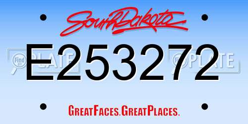 E253272 South Dakota License Plate