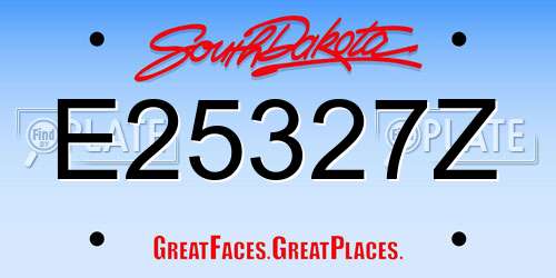 E25327Z South Dakota License Plate