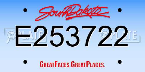 E253722 South Dakota License Plate