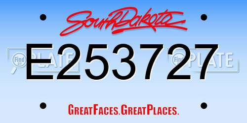 E253727 South Dakota License Plate