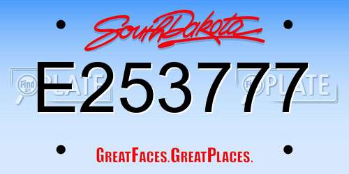 E253777 South Dakota License Plate
