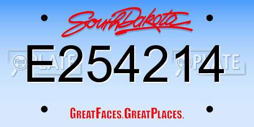 E254214 South Dakota License Plate