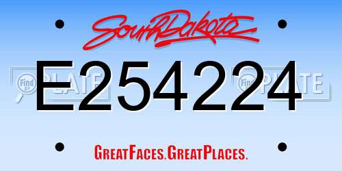 E254224 South Dakota License Plate