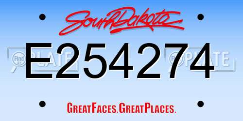 E254274 South Dakota License Plate