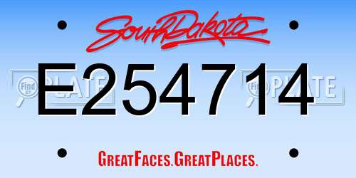 E254714 South Dakota License Plate