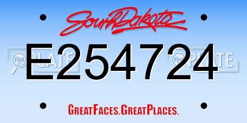 E254724 South Dakota License Plate