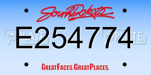 E254774 South Dakota License Plate