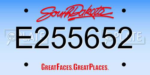 E255652 South Dakota License Plate