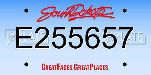 E255657 South Dakota License Plate