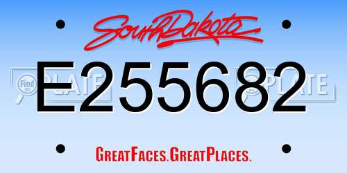 E255682 South Dakota License Plate