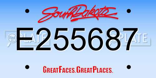 E255687 South Dakota License Plate