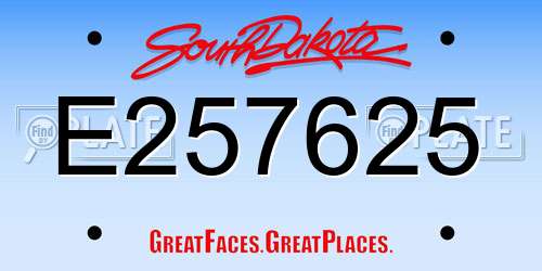 E257625 South Dakota License Plate