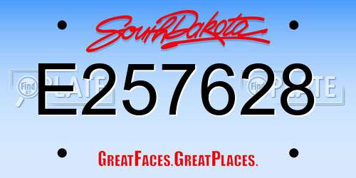 E257628 South Dakota License Plate