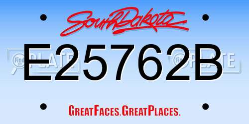 E25762B South Dakota License Plate