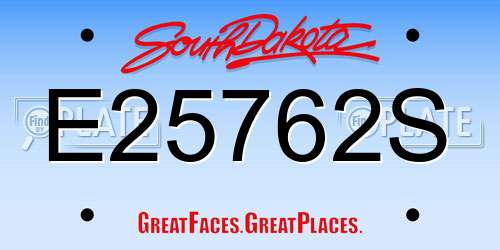 E25762S South Dakota License Plate