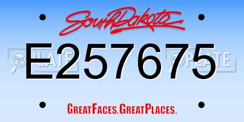 E257675 South Dakota License Plate