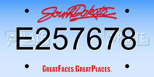 E257678 South Dakota License Plate