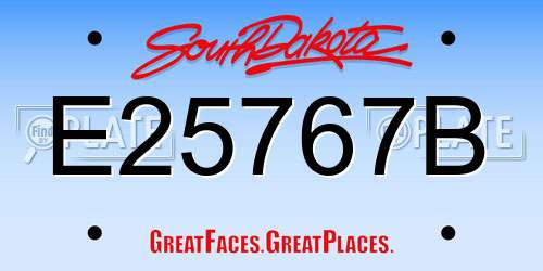 E25767B South Dakota License Plate