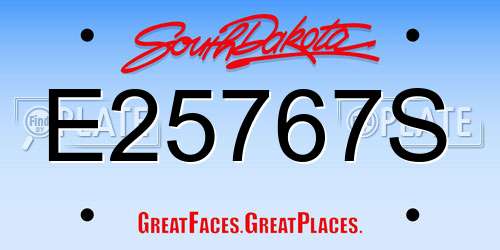 E25767S South Dakota License Plate