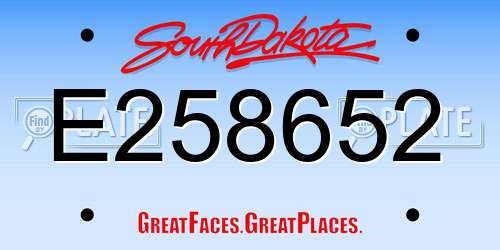E258652 South Dakota License Plate